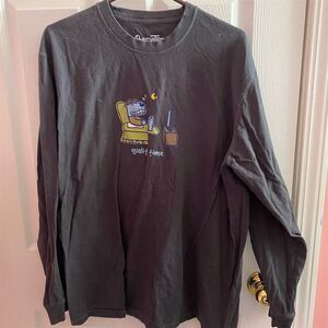 Life Is Good Men's XL Black Graphic Long Sleeve T-Shirt Dog Theme